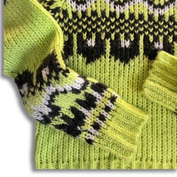 John + Jenn Anthropologie Neon Fair Isle Knit Sweater Pullover Chunky Y2K Retro - Picture 3 of 5